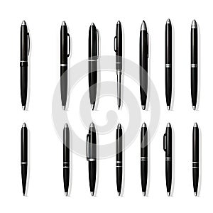 Simple Pen Icon Set Isolated, Black Pen Icons Collection for Web, Business, Advertising, Design, AI