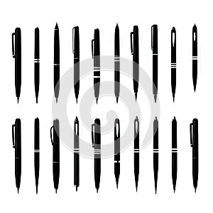 Simple Pen Icon Set Isolated, Black Pen Icons Collection for Web, Business, Advertising, Design, AI