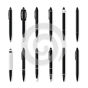 Simple Pen Icon Set Isolated, Black Pen Icons Collection for Web, Business, Advertising, Design, AI