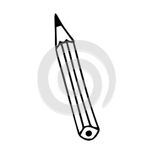 Simple pencil in doodle style. The element is hand-drawn and isolated on a white background.