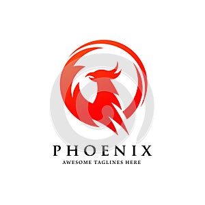 Simple phoenix bird circle logo