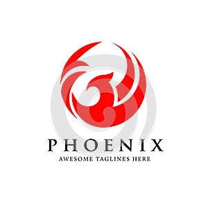 Simple phoenix bird circle logo