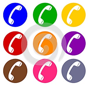 Simple phone icon collection for website. Telephone icon or button isolated