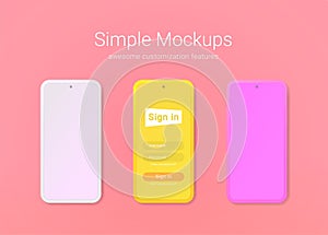 Simple phone Mockups of minimalist style.