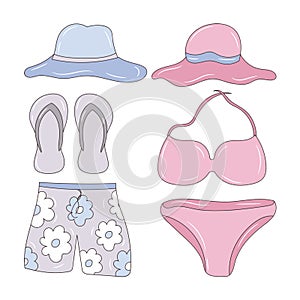 Simple Picnic beach equipment vector illustration with flat style