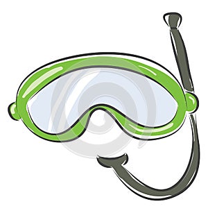 Simple picture of green snorkeling goggles vector illustration