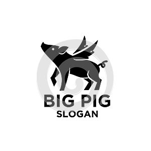 Simple pig logo black outline line set silhouette logo icon designs vector for logo icon stamp