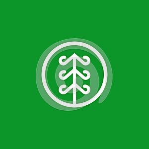 Simple pine tree icon design concept. Minimal organic logo vector illustration.