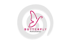 simple pink butterfly unique line logo symbol icon vector graphic design illustration