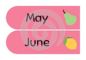 Simple Pink Fruity Month Flash Card - 3