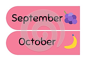 Simple Pink Fruity Month Flash Card - 5