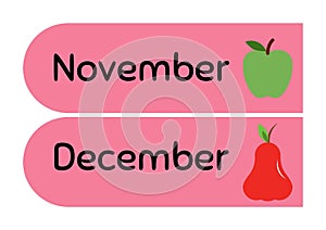 Simple Pink Fruity Month Flash Card - 6