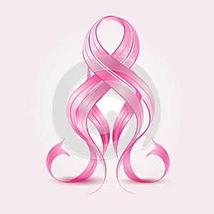 Simple pink ribbon on clean white background