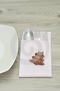 A simple place setting for Christmas