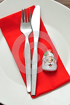 A simple place setting for Christmas