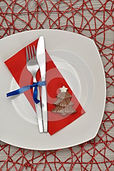 A simple place setting for Christmas