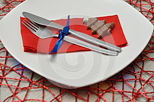 A simple place setting for Christmas