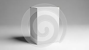 Plain White Rectangular Box on a Gray Background cube object