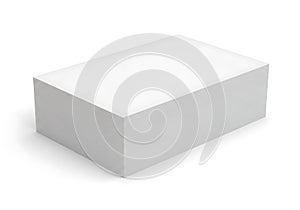 A simple plain white rectangular prism object isolated on a clean white background