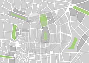 Simple plan scheme of a city map with cadastral land parcel, cadastre information, vacant plot, and road map