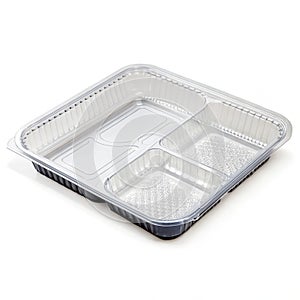 Plastic tray packaging isolated on white background