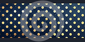 simple polka dot pattern on a dark blue background with glittery gold dots