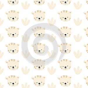 simple portrait white tiger pattern with grass