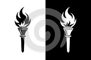 Vector Torch Icon Set - Black and White