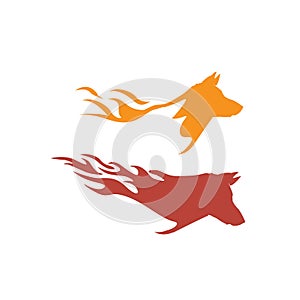 simple powerfull fire dog logo design vector branding template