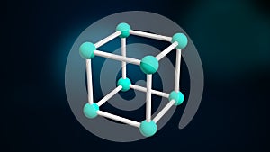 Simple Primitive cubic lattice 3d illustration