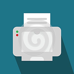 Simple printer icon, blue background
