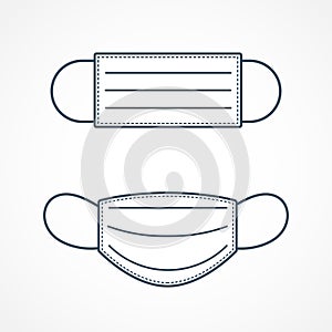 Simple protective medical face mask icon