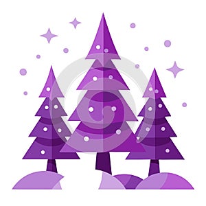 Simple purple christmas trees. digital illustration. created with