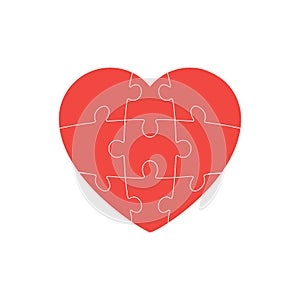 Simple puzzle heart icon vector isolated on white