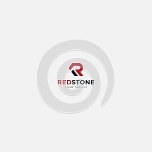 Simple R letter initial logo simple Red stone Home abstract