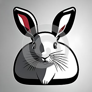 A simple  rabbit in black and white with a  background format aviable ai photo