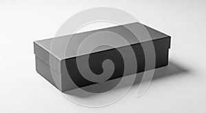 Simple Dark Gray Rectangular Box with a Lid on a White Background container packaging