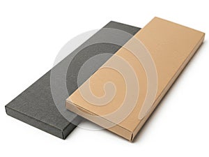 Simple rectangular cardboard boxes in black and brown