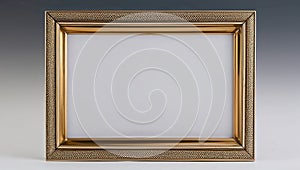 Simple rectangular gold frame on plain background, art display