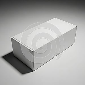 Simple rectangular white box with shadow on textured surface