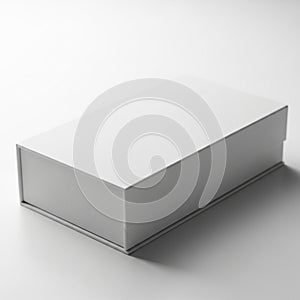 Simple Rectangular White Gift Box with Lid on a White Surface present packaging