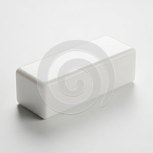 Simple rectangular white object with smooth edges and flat surfaces