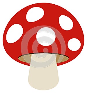 Simple Red Amanita Fly Agaric Mushroom on a isolated white background.