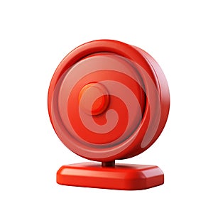 Simple red button on a white background with subtle lighting and shadows