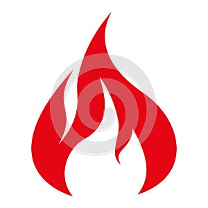 Simple red flame or fire icon illustration