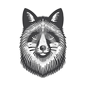 Simple Red Fox Head Vintage Retro Vector Icon.
