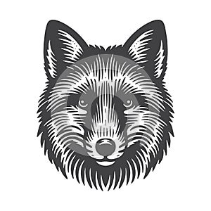 Simple Red Fox Head Vintage Retro Vector Icon.