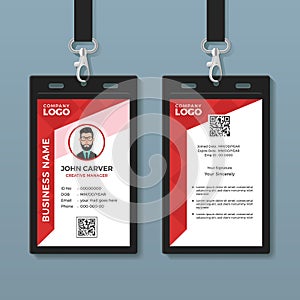 Simple Red Graphic ID Card Template