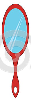 Simple red hand mirror vector illustration