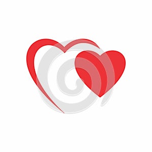 Simple Red heart logo vector design or sketch. Two hearts logo design. Valentine heart.